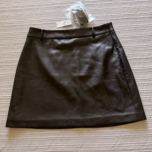 LOFT Dresses & Skirts - NWT Loft Faux Leather Women's  Mini Skirt Brown Belted A-Line  Size 8‎
